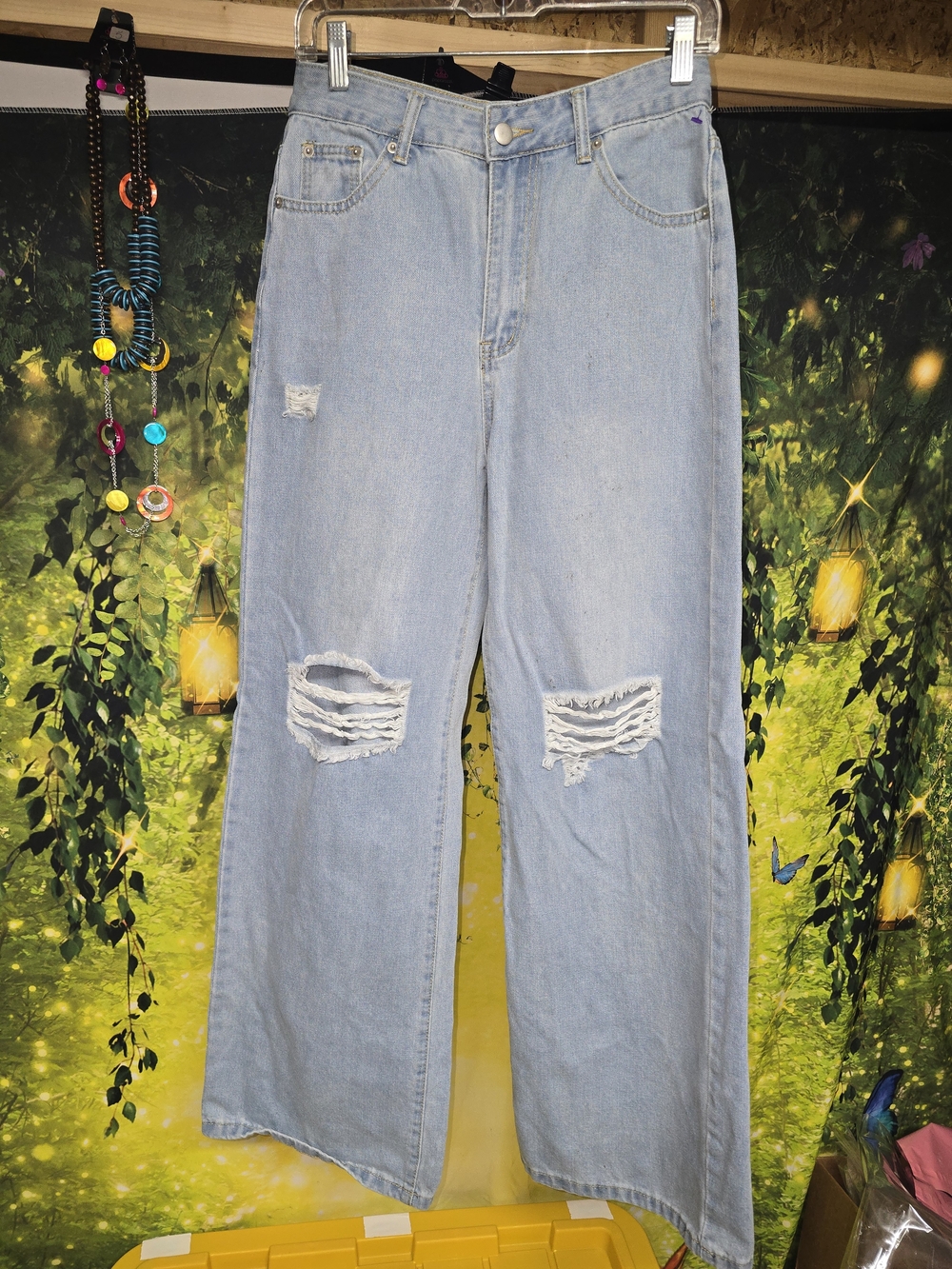 #182 SHEIN Light Blue Distressed Wide-Leg Jeans